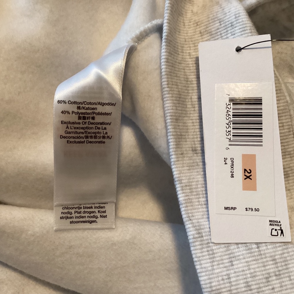 DKNY Sport Women’s Rhinestone Sequin Logo Hoodie Light Gray - Picture 6 of 14